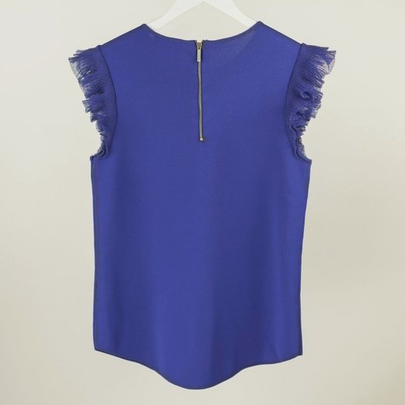 Ted Baker Royal Blue Frill Ponte-Knit Top - Picture 3 of 9
